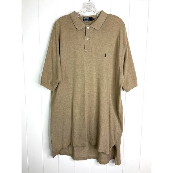Ralph Lauren Polo Tan Knit Short Sleeve Collared 2 button Shirt Size XL - Picture 1 of 6